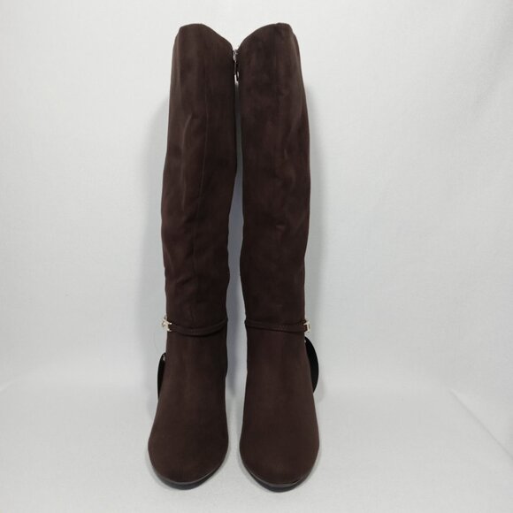 KAREN SCOTT Hanna Brown Faux Suede Knee High Wide Calf Boots Womens Size 8 - Picture 5 of 16